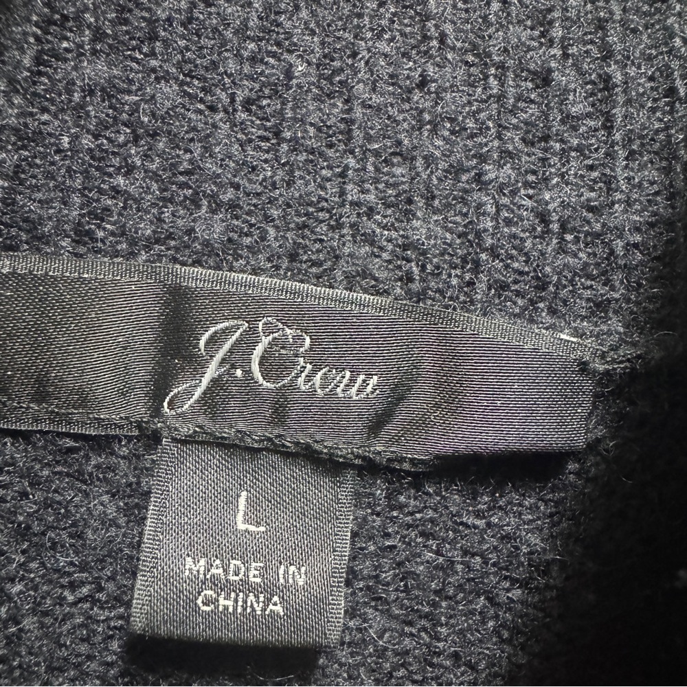 J Crew Black Merino Wool Turtleneck Long Sleeve Dress Size Large - Picture 10 of 11